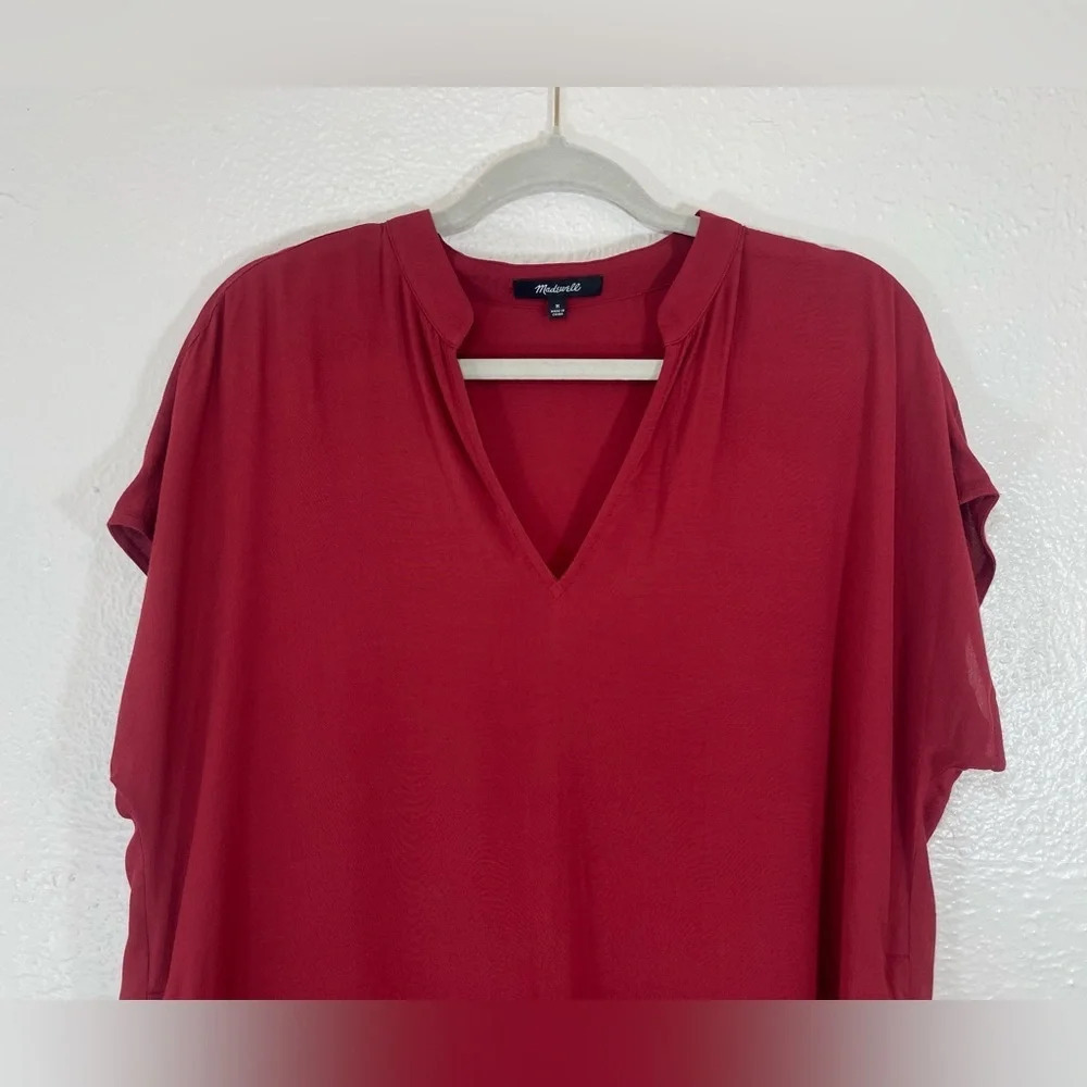 Madewell Bicoastal Tunic Dress Crimson Red Women’s Size Medium Oversized Relaxed - Picture 3 of 16